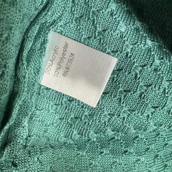 MING WANG Jacquard Lightweight Knit Jacket Blazer Turquoise Women's Size XL - Picture 7 of 7